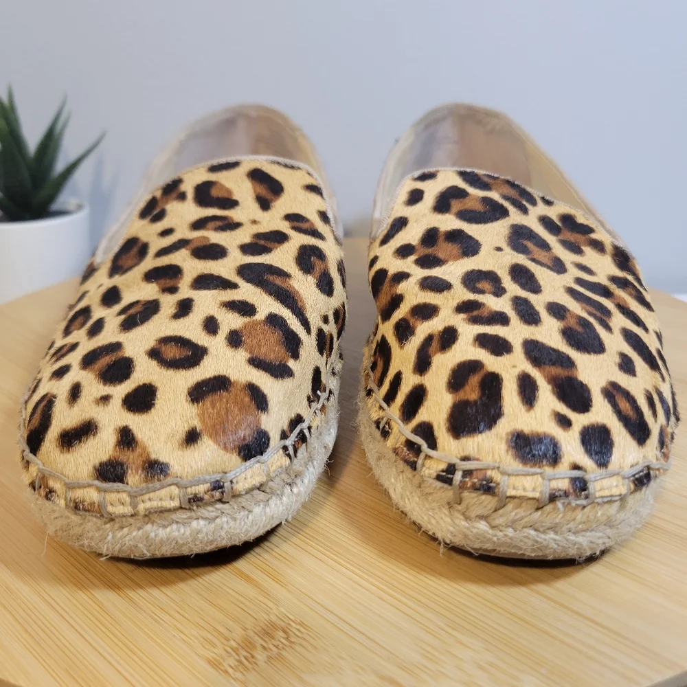 SOLE SOCIETY Sammah leopard cow hair espadrille slip on loafer